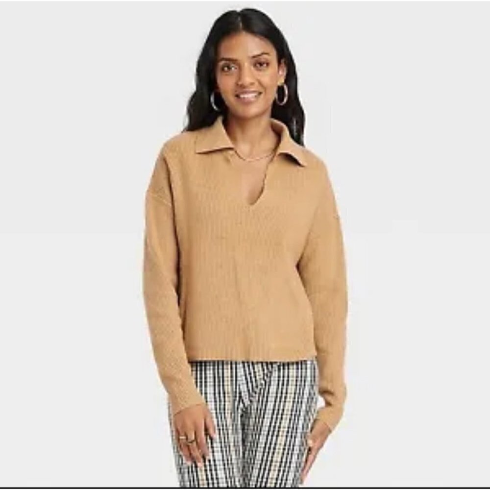 A New Day Collared Ribbed Pullover Sweater Size XL NWT